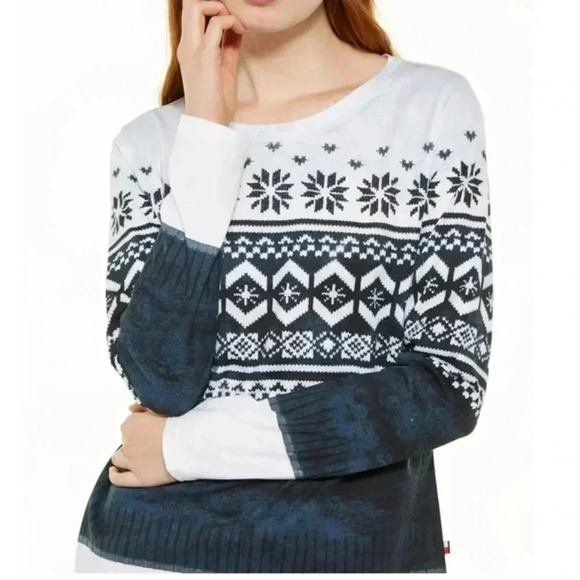 BNWT Tommy Hilfiger Womens Fair Isle Long Sleeve T-Shirt  Navy - Picture 1 of 8